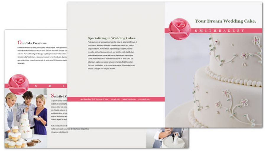 Catering Wedding Bakery Half Fold Brochure Design Layout